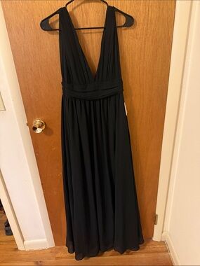 Lulu's Black Deep V Maxi Dress